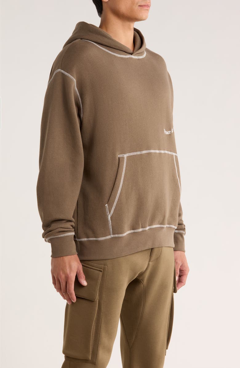 Museum of Peace & Quiet Wordmark Reverse Stitch Hoodie, Alternate, color, Brown