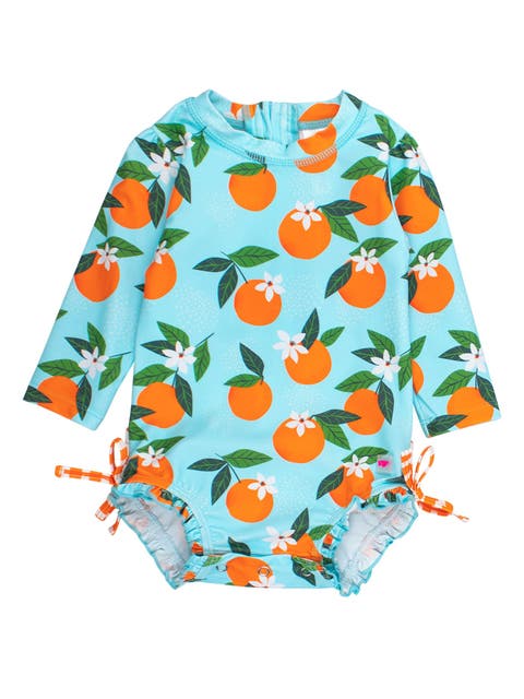 Baby Girls Orange You The Sweetest Long Sleeve UPF50+ One Piece Rash Guard
