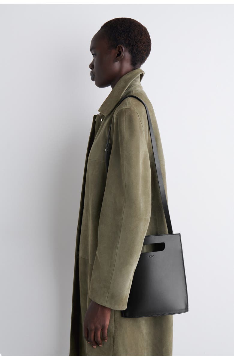 COS Folio Mini Bag - Leather, Main, color, Black