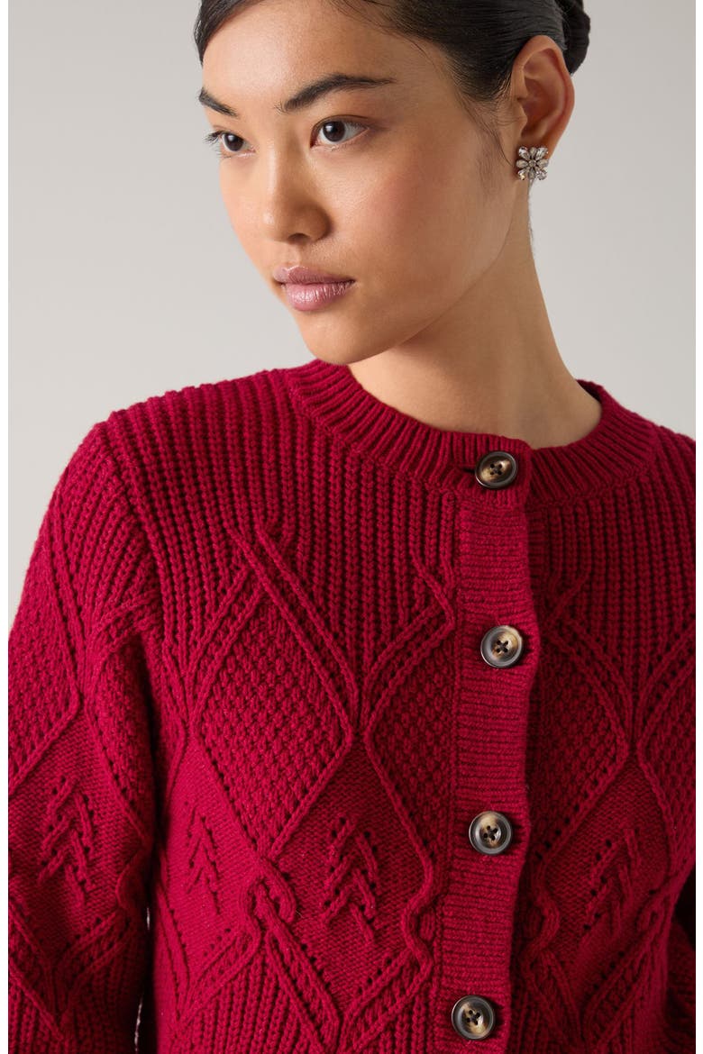 Orla Pointelle Cardigan, Alternate, color, RED