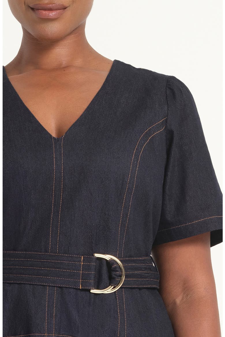 Lyra Belted Cotton Dress, Alternate, color, INDIGO NOIR