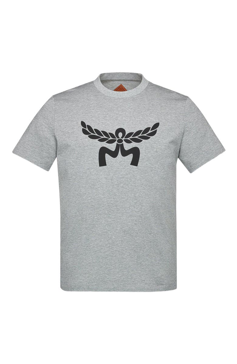 MCM Laurel Logo Print T-Shirt in Organic Cotton, Main, color, Grey