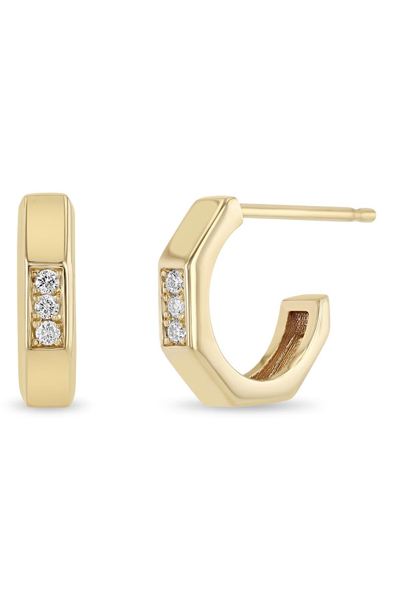 Zoë Chicco Diamond Octagon Hoop Earrings, Main, color, 14K Yellow Gold
