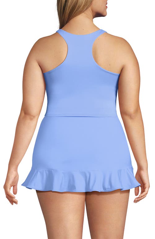 Lands' End Plus Size High Neck Racerback Midkini Top In Blue