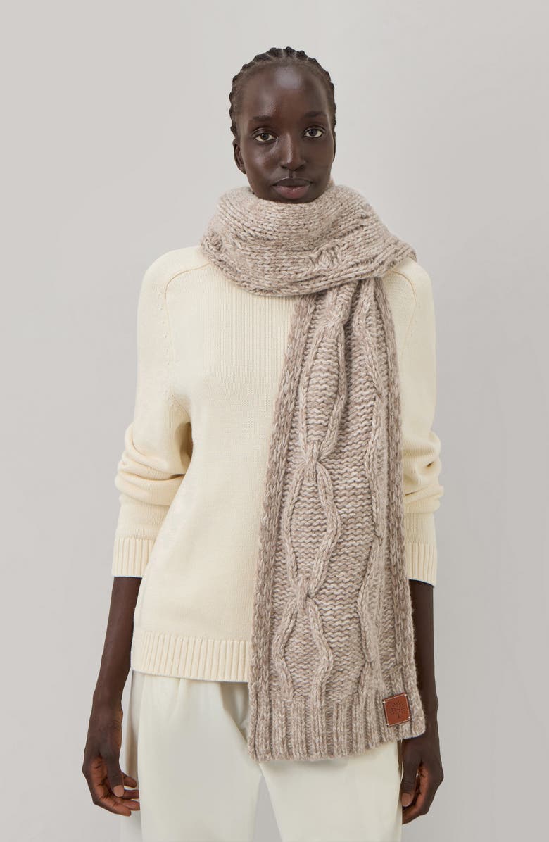 Mulberry Pimlico Cable Knit Lambswool Scarf, Alternate, color,