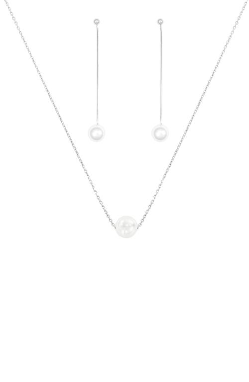 Bearfruit Jewelry Sterling Silver 18k Gold Plated Abby Single Cultured Pearl Necklace & Dangled Drop In White