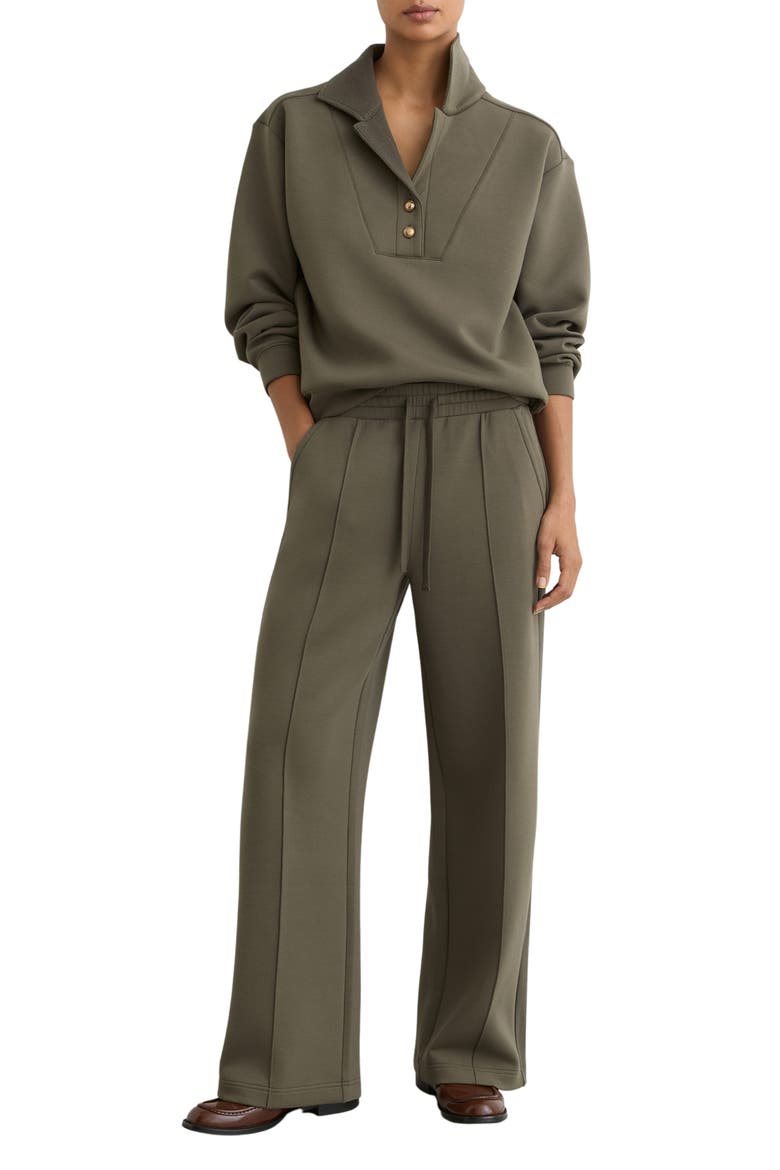 Bella Collar Sweatshirt, Alternate, color, KHAKI GREEN