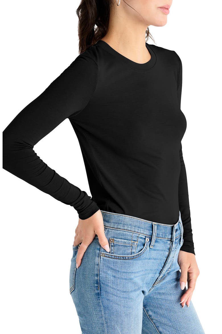 Long Sleeve Crewneck T-Shirt, Alternate, color, BLACK