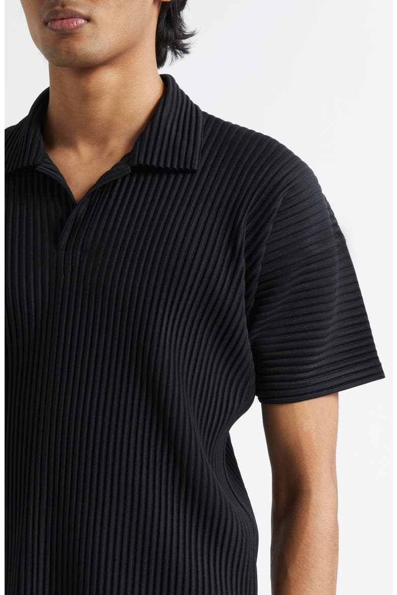 Basics Pleated Polo, Alternate, color, BLACK