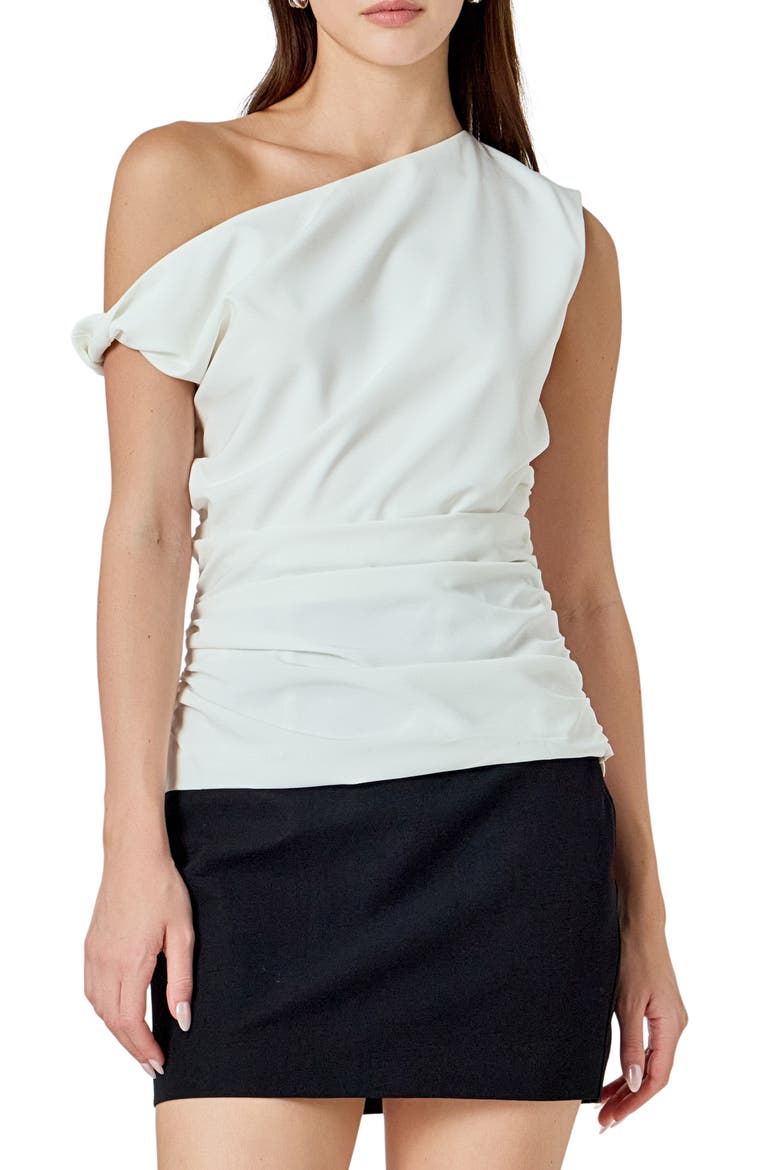 Drape One-Shoulder Top, Main, color, WHITE