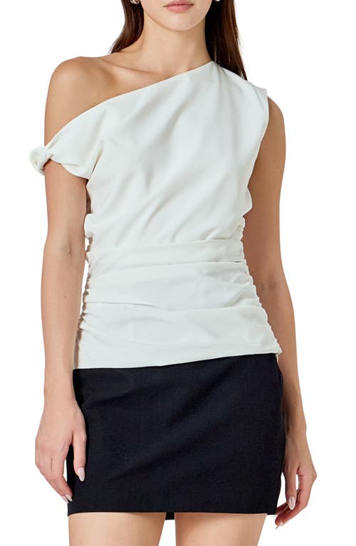 Endless Rose Drape One-shoulder Top In White