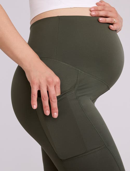 Motherhood Maternity Over The Belly Side Pocket Active Maternity Leggings In Green