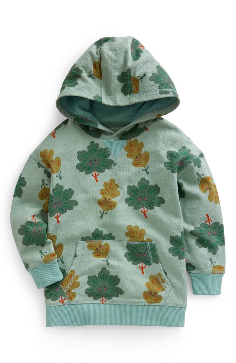 Mini Boden Kids' Green Tree French Terry Graphic Hoodie, Main, color, 