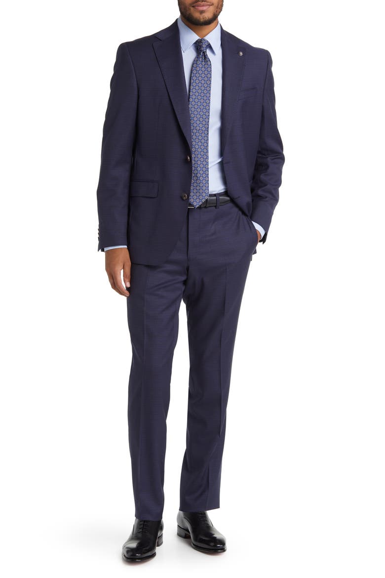 Esprit Navy Slub Wool Suit, Main, color, NAVY