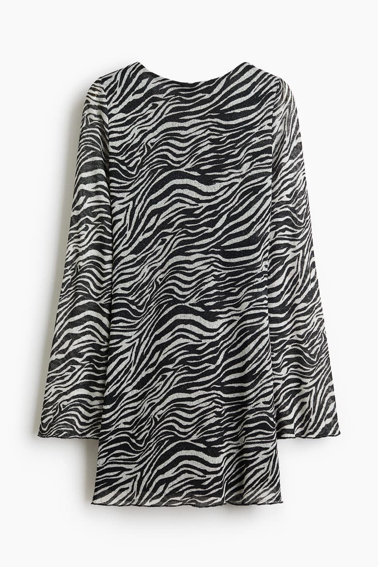 Printed Tie-back Dress, Alternate, color, Black/zebra print