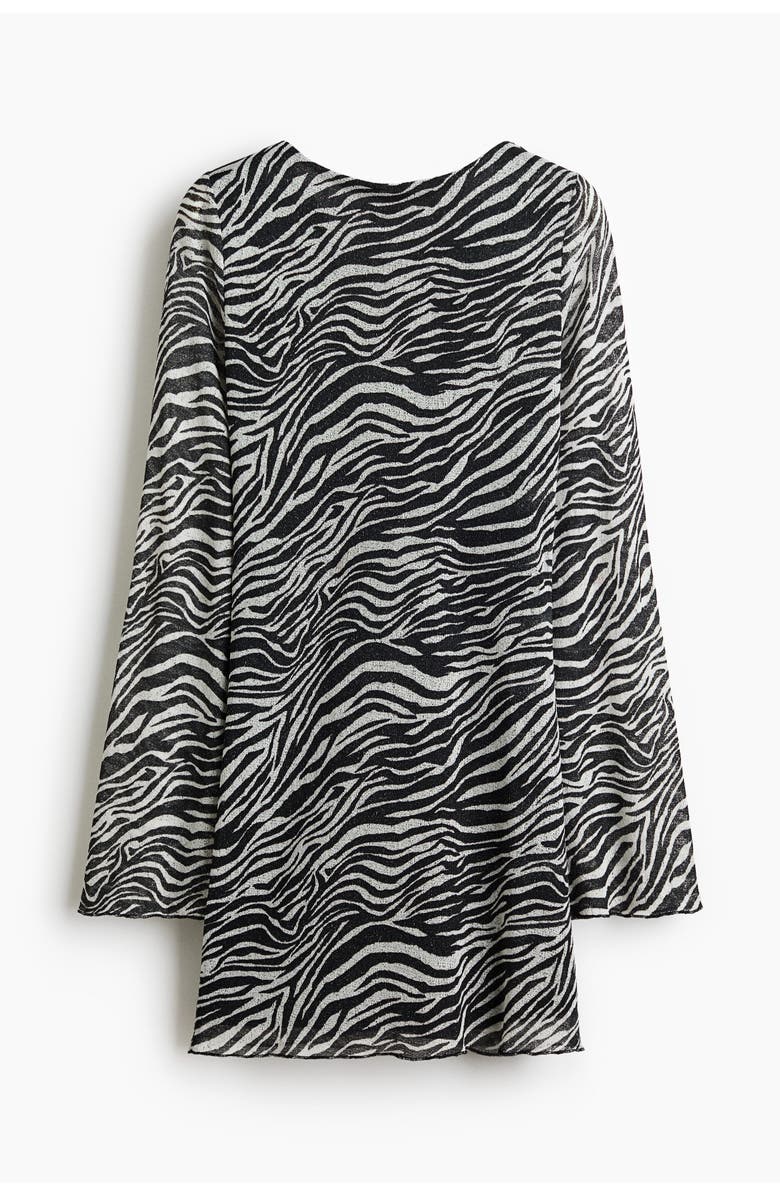 H&M Printed Tie-back Dress, Alternate, color, Black/Zebra Print