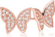 SUZY LEVIAN Sterling Silver CZ Butterfly Stud Earrings