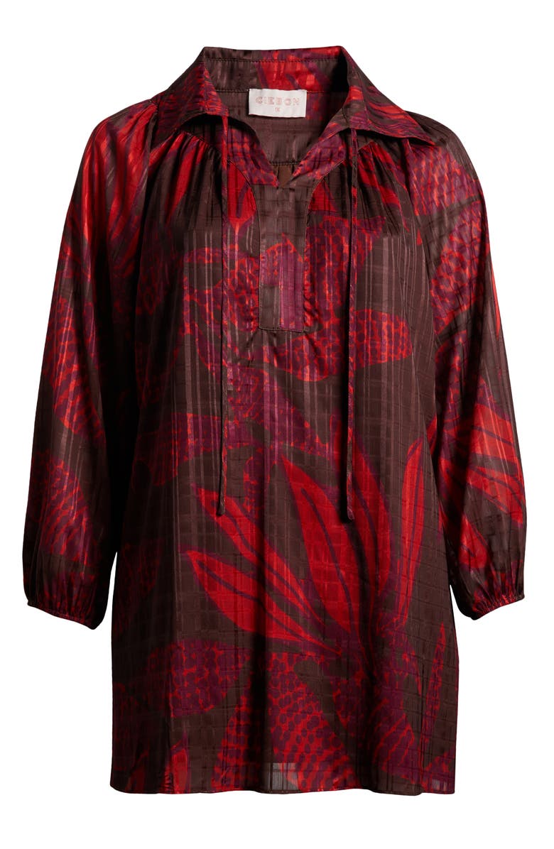 CIEBON Elisa Long Sleeve Minidress, Alternate, color, Cocoa/ Red