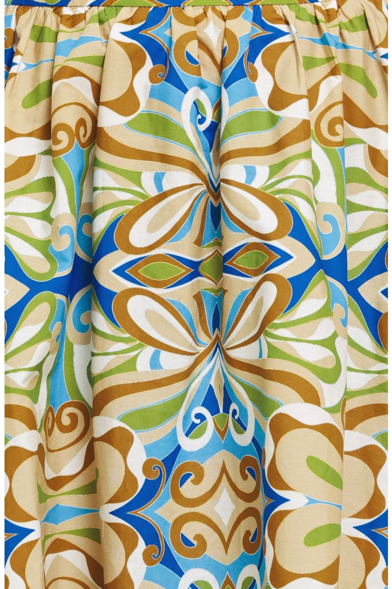 Printed Cotton Midi Skirt, Alternate, color, BLUE MULTI