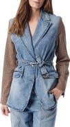 DO by Dee Ocleppo Everly Mixed Media Belted Blazer