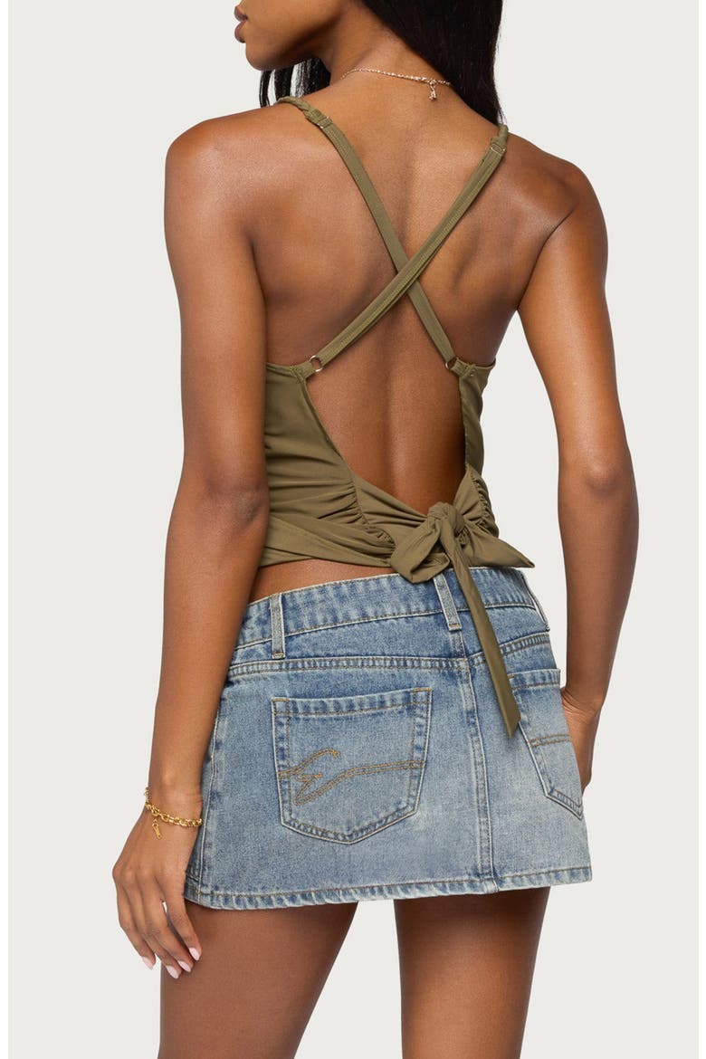 Tippie Backless Surplice Neck Top, Alternate, color, OLIVE