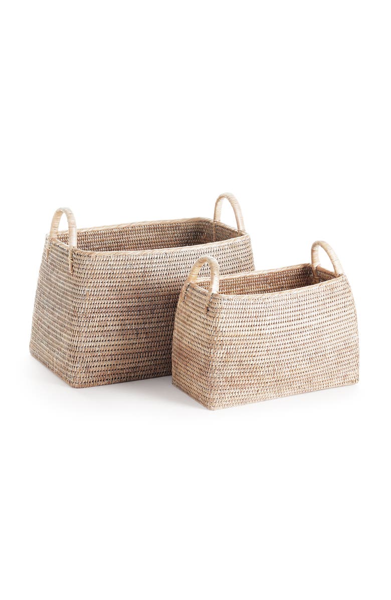 Napa Home & Garden Burma Rattan Narrow Magazine Baskets Set of 2, Main, color, Beige