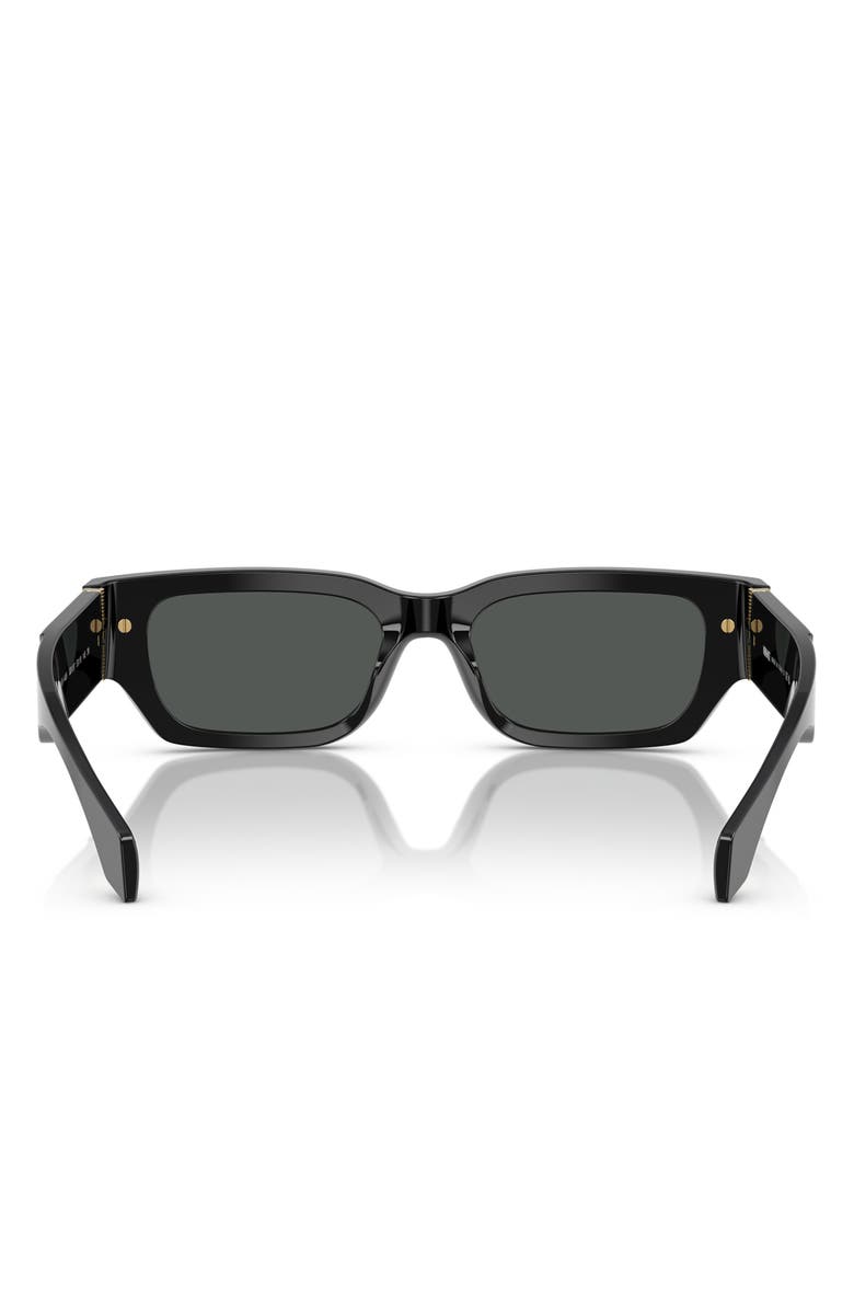 Versace 53mm Plaque Rectangular Sunglasses, Alternate, color, Black