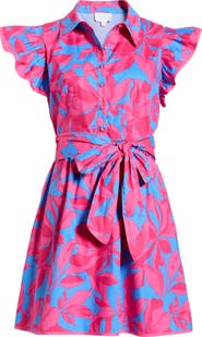 SUGARLIPS Maia Belted Ruffle Cotton Shirtdress