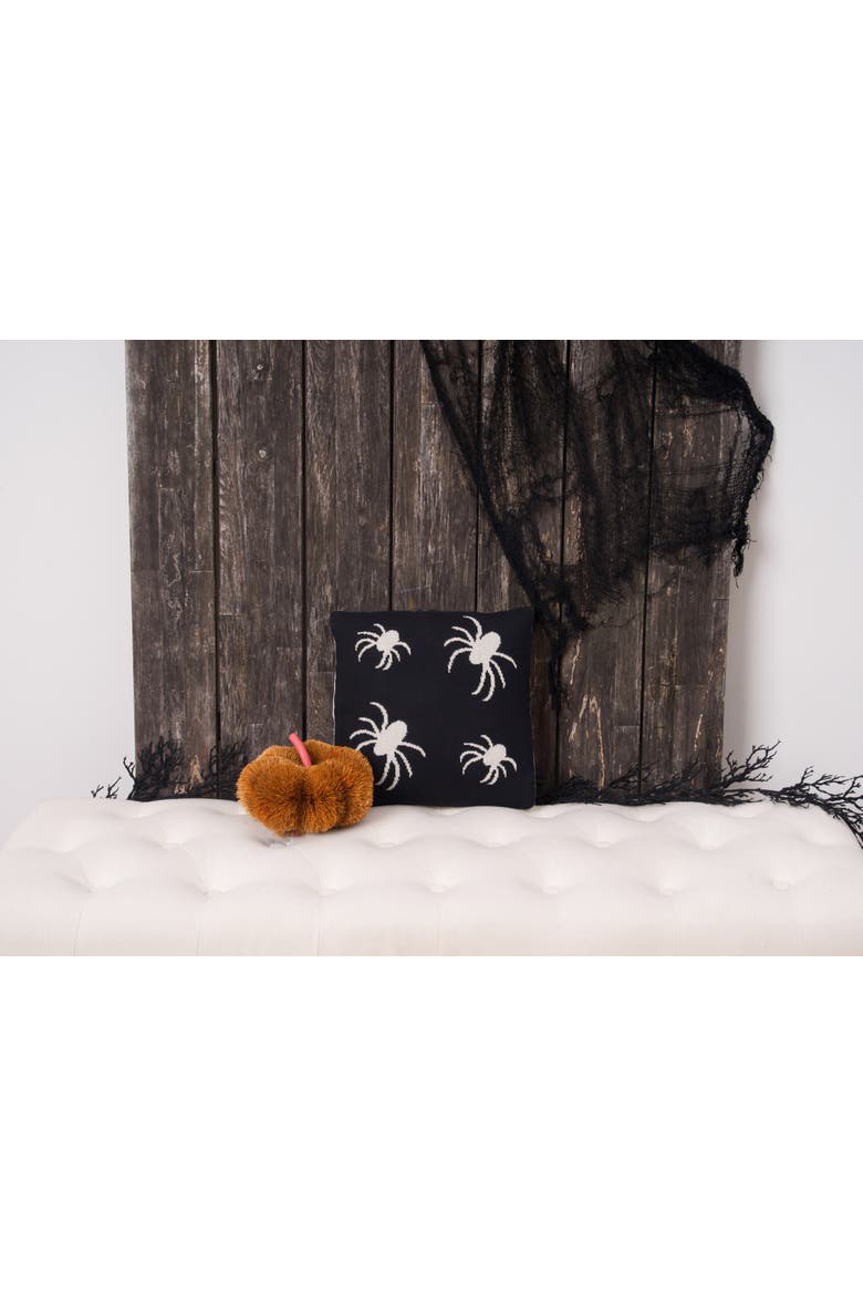 Halloween Spiders Themed Reversible Knit Small Petite Accent Pillow 12" x 12", Alternate, color, White