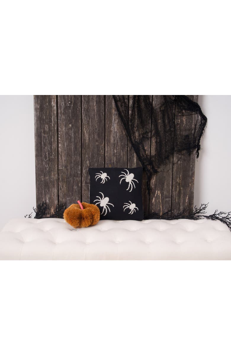 C&F Home Halloween Spiders Themed Reversible Knit Small Petite Accent Pillow 12" x 12", Alternate, color, White