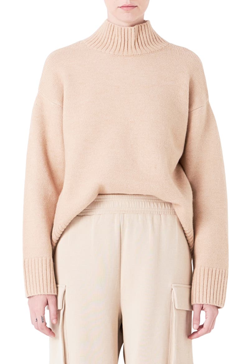 Turtleneck Sweater, Main, color, CARAMEL