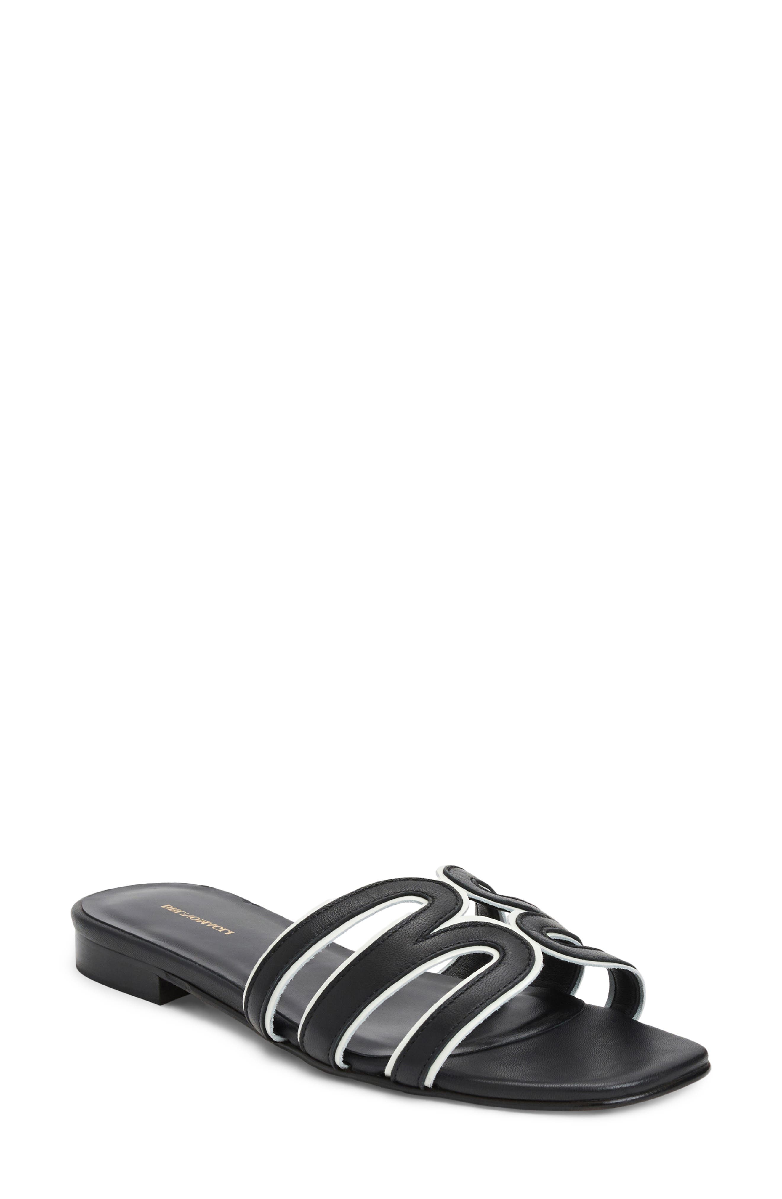 Bruno Magli Flore Slide Sandal, Main, color, Black Nappa/ Bone