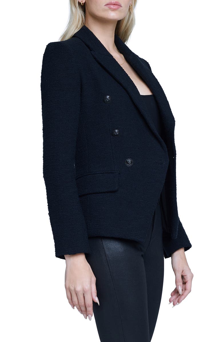 L'AGENCE Kenzie Double Breasted Tweed Blazer, Alternate, color,