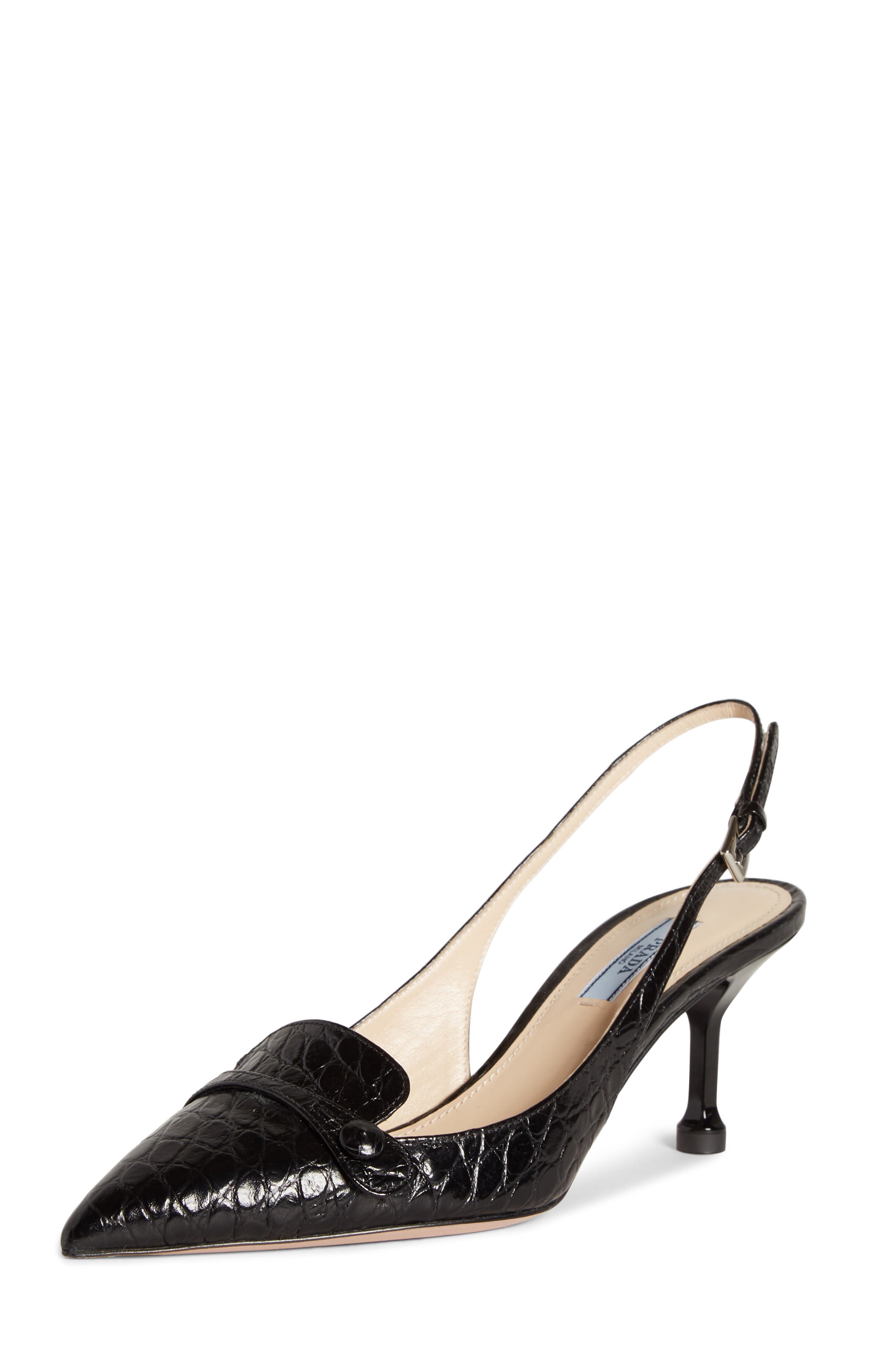 Prada Croc Embossed Slingback Pump, Main, color, 