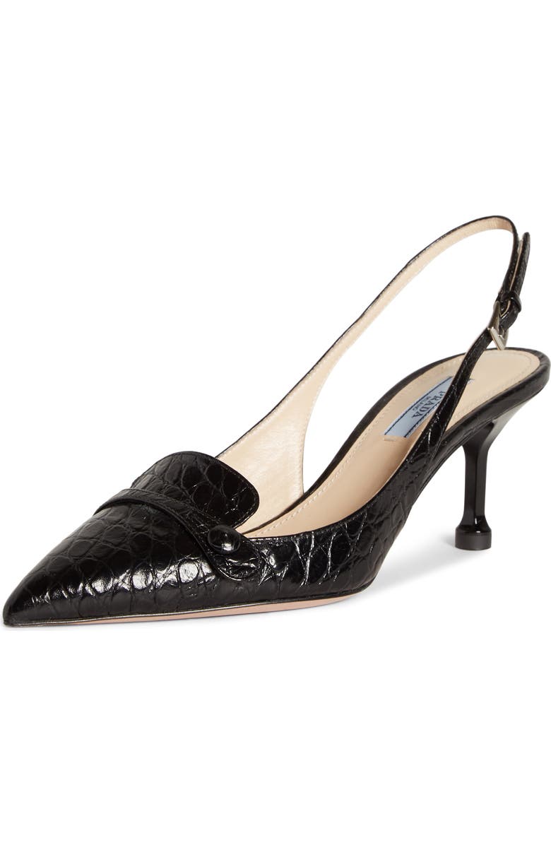 Prada Croc Embossed Slingback Pump, Main, color,