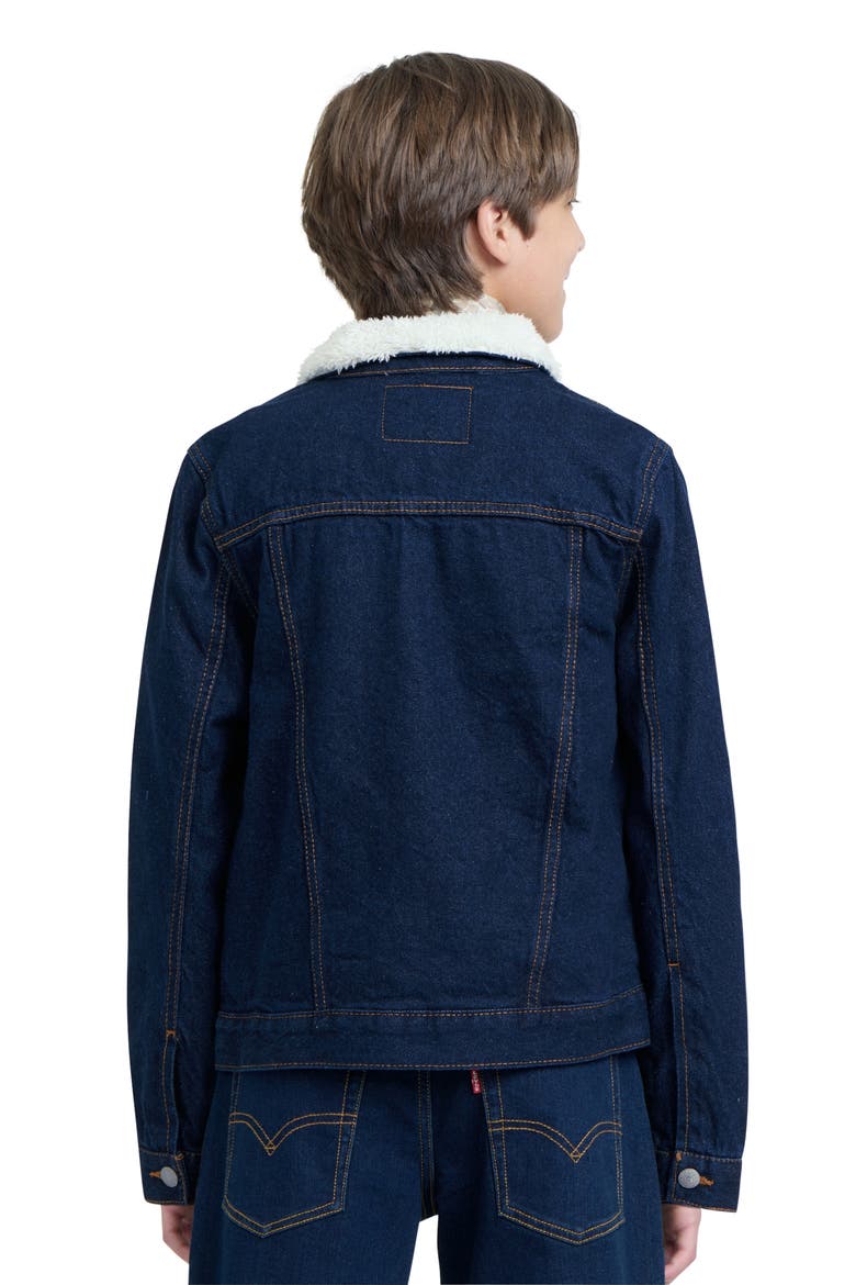 Levi's® Kids' Faux Shearling Collar Denim Trucker Jacket, Alternate, color, PEARSON