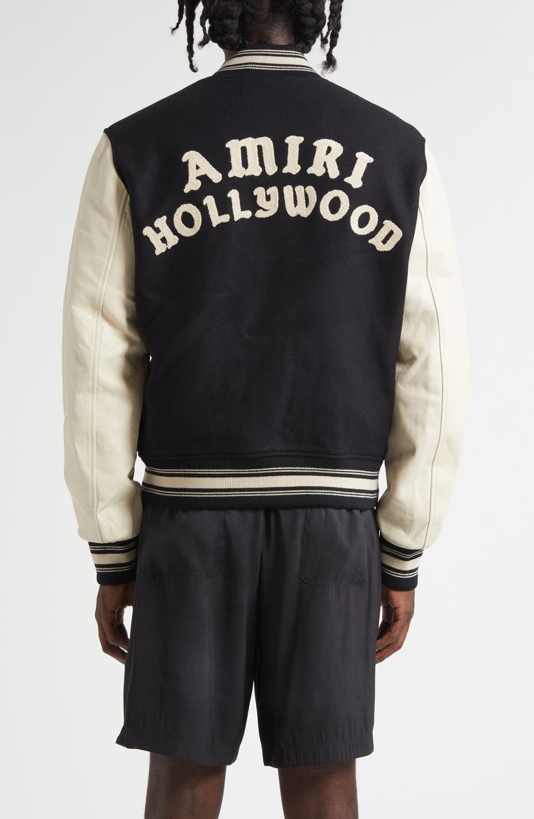 AMIRI Hollywood Mixed Media Bomber Jacket, Alternate, color, Black