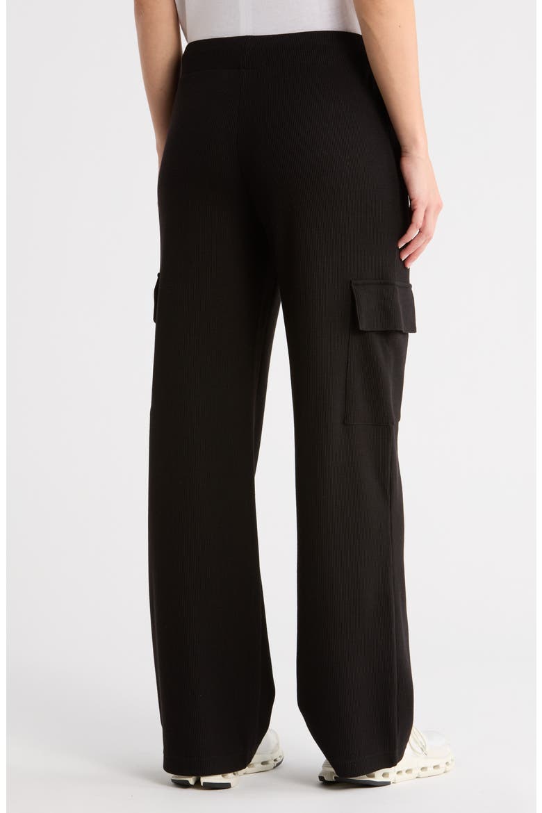 Waffle Knit Cargo Pants, Alternate, color, BLACK