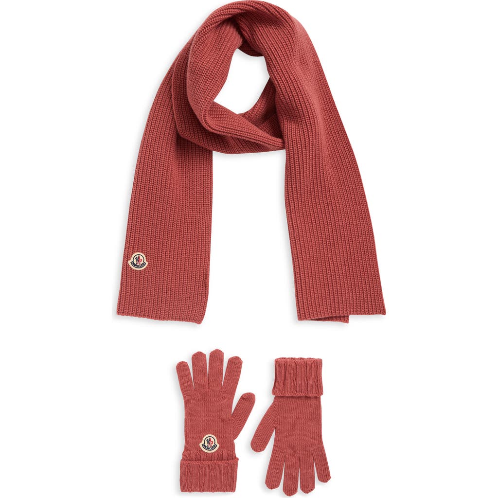 Moncler Kids' Virgin Wool Scarf & Gloves Set In Neutral