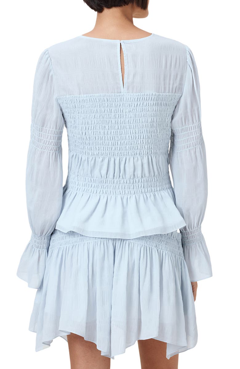 AllSaints Pamela Smocked Ruffle Top, Alternate, color, Plein Air Blue