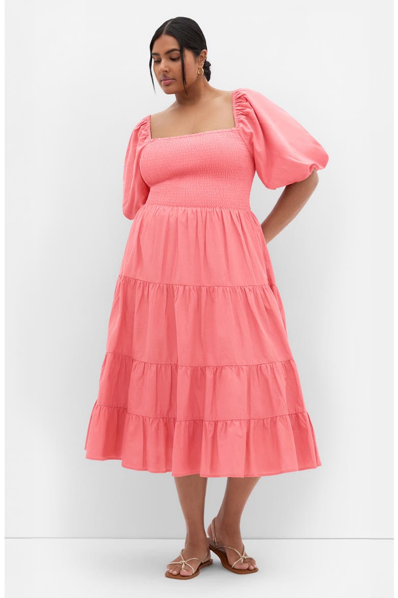 Ariella Tiered Cotton Midi Dress, Alternate, color, CINNAMON