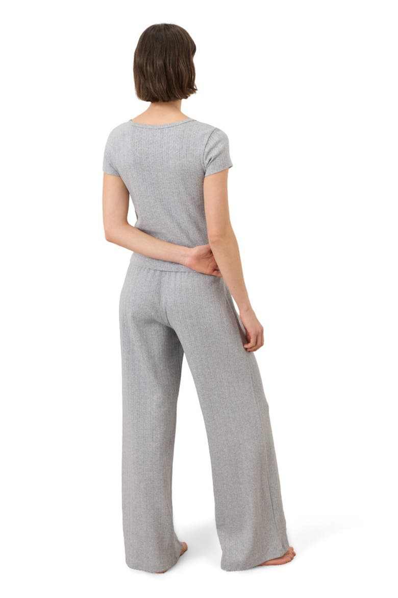 Organic Cotton Pointelle Wide Leg Pant, Alternate, color, Heather Grey
