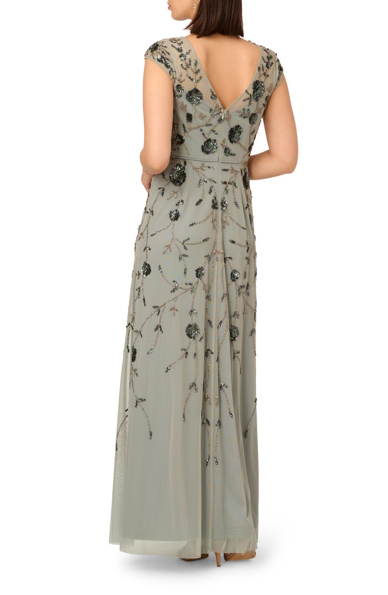Adrianna Papell Embroidered Beaded Trumpet Gown, Alternate, color,