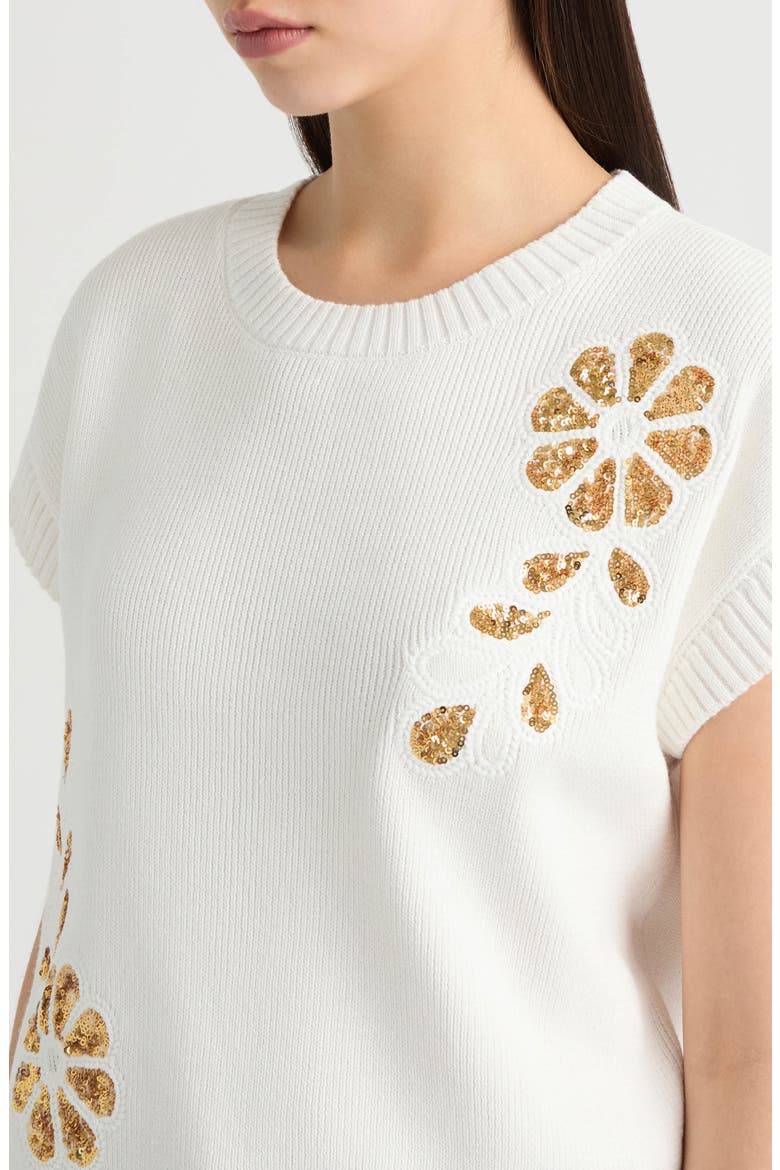 Sequined Floral Stripe Dolman Sweater, Alternate, color, MARSHMALLOW