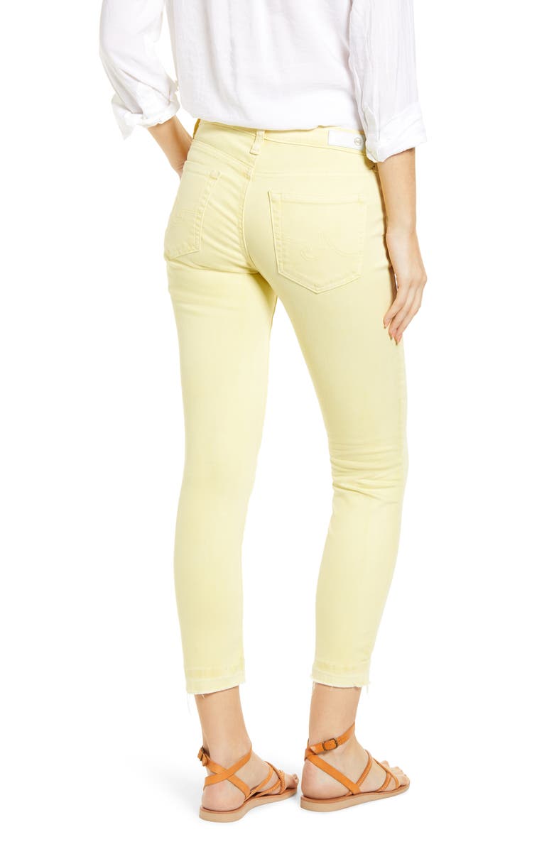 AG The Prima Mid Rise Crop Raw Release Hem Cigarette Jeans, Alternate, color, 1 Year Hi White