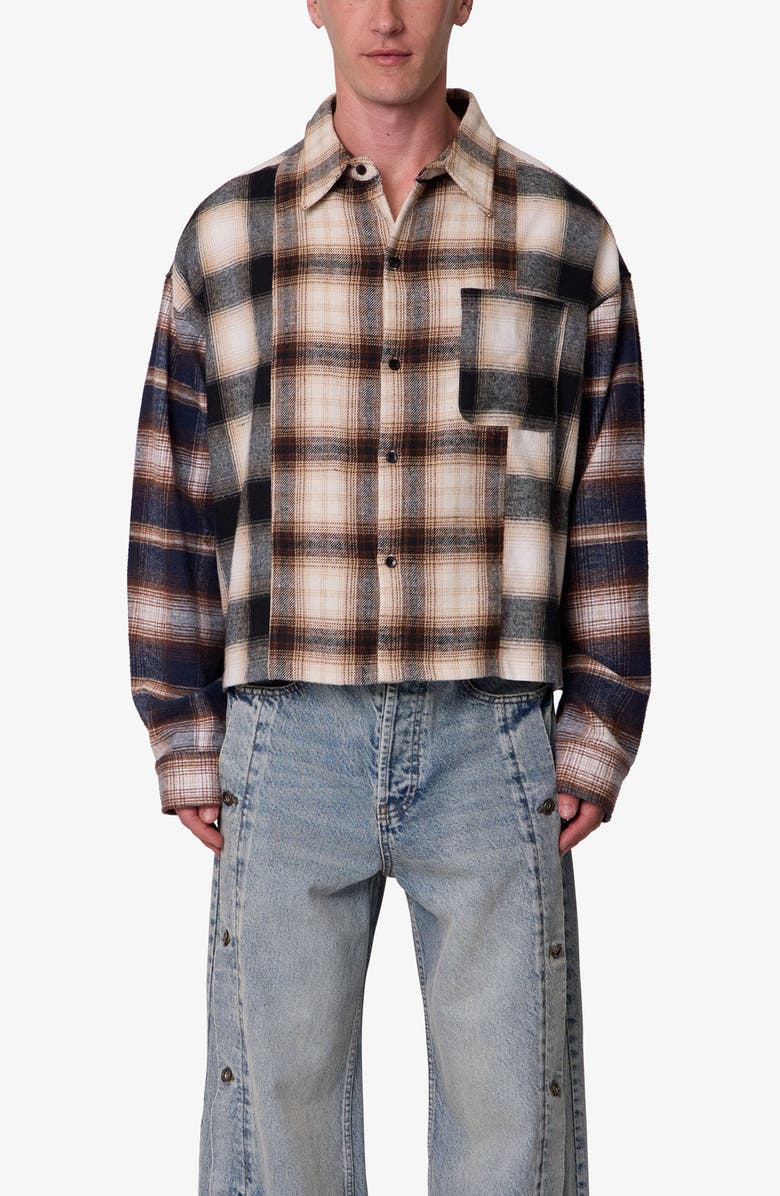 mnml PANELED FLANNEL SHIRT, Alternate, color,