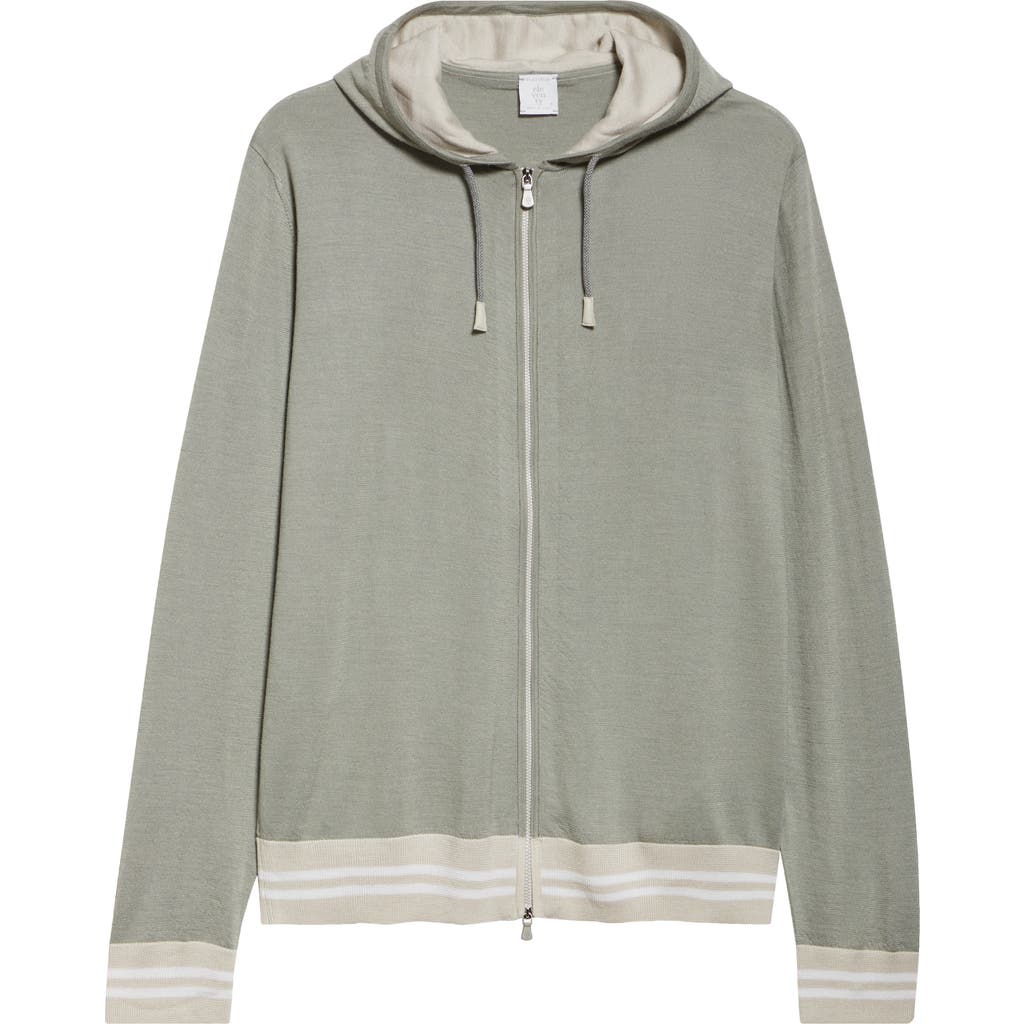 Eleventy Hooded Full Zip Cardigan In Green