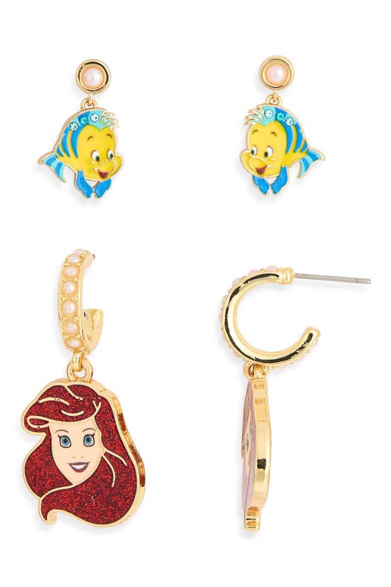 Disney Ariel & Flounder Set of 2 Earrings, Alternate, color, MULTI