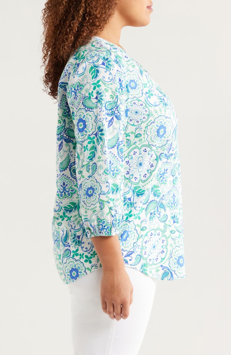 Jones New York Floral Linen Blend Tunic Top, Alternate, color,