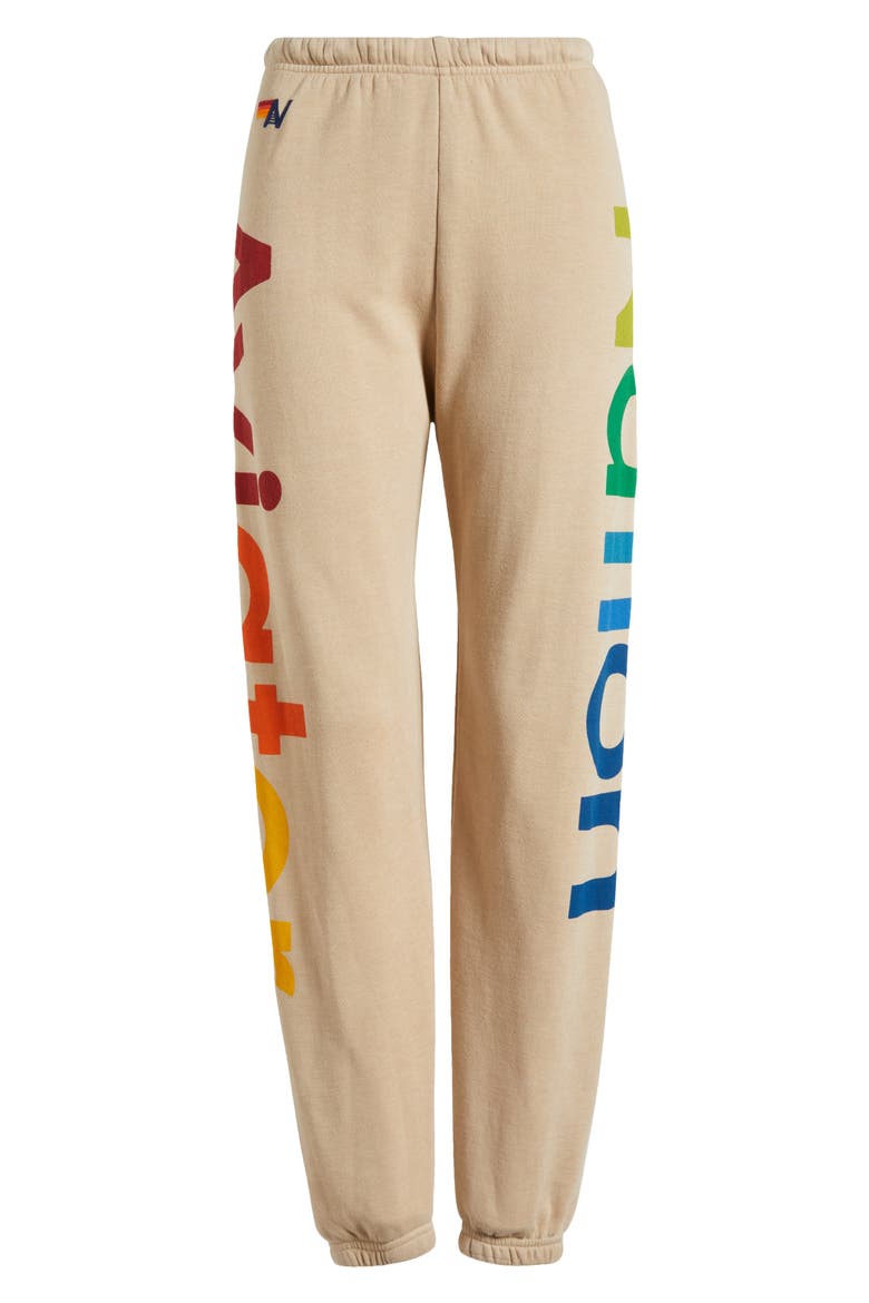Rainbow Logo Sweatpants, Alternate, color, SAND